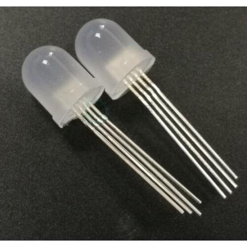 10PCS/LOT F10 full-color sharing mist Yang/Yin full-color RGB into four feet LED light-emitting diodes, light bead 10 mm