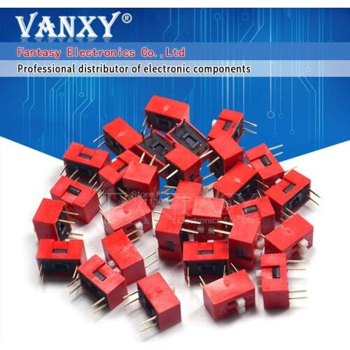 10PCS Slide Type Switch Module 2.54mm 2 Position bit Way DIP Red Pitch NEW