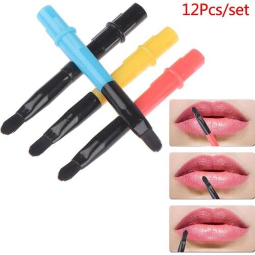 12 pcs Fashion Brush Portable Automatic Retractable Lip Brush With Lid Eyeliner Brushmakeup brushes