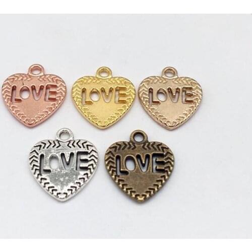 15 pcs Fashion Charms Hollow Love heart Pendant 5 color Fit Earring Bracelets Necklace DIY Metal Jewelry Making
