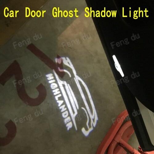 2pcs Logo For HIGHLANDER (2007-2022) LED Car Door Warning Light Projector Ghost Shadow Light Welcome Light Courtesy Light