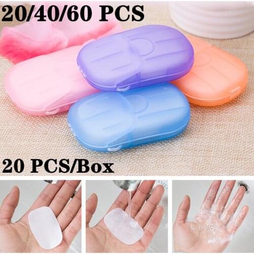 20 Pcs/box Outdoor Travel Soap Paper Hand Wash Bath Clean Fragrant Tablets Disposable Boxed Soap Portable Mini Paper Soap
