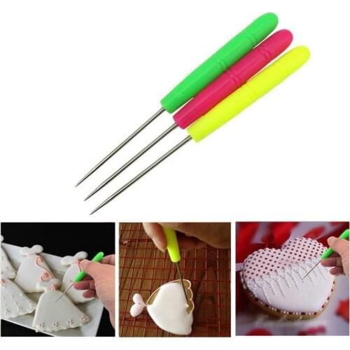 3pc Sugar Stir Needles Cookie Scriber Needles Biscuit Needle Cake Tester Baking Tools Stainless Steel Biscuit Icing Sugar Needle
