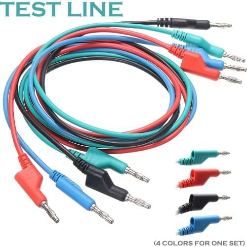 4pcs 4mm Banana to Banana Plug 1M Length Double Ended Soft Silicone Test Leads Cable For Power Supplies