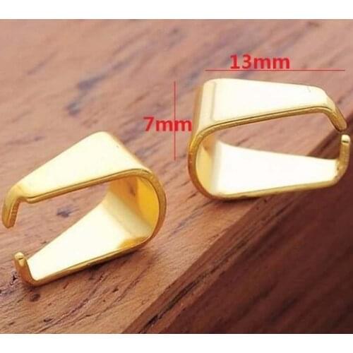 50pcs Gold Plated Stainless Steel Pendant Clasps Jewelry Findings Pinch Clip Bail Pendant Connectors Accessories