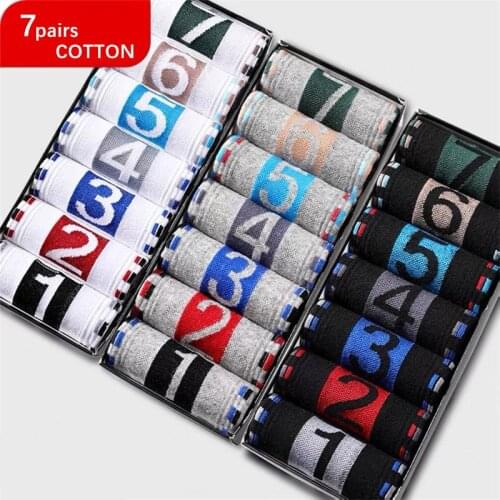 7pairs/lot Mens Cotton Socks Casual Business Antibacterial Breathable Mens High-Quality Trendy Sports Personality Mens Socks