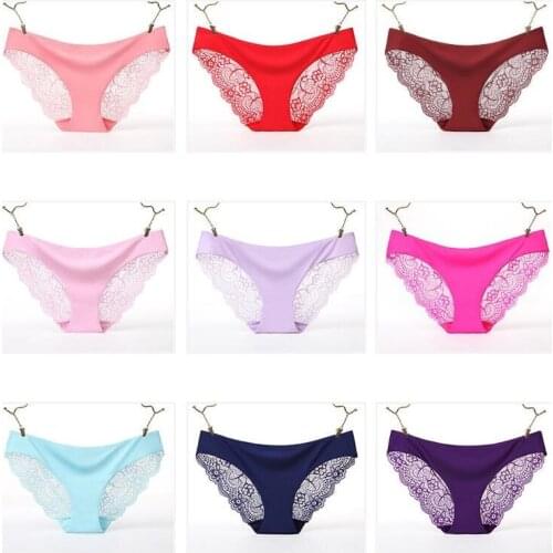8pcs/lot Women Panties Seamless Briefs Set Ice Silk Underwear Lady Sexy Thong Ultra-Thin Lingerie Lace Underpants Pants