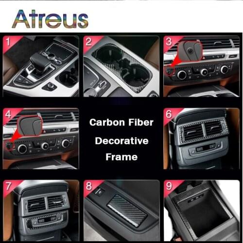 Atreus Car-Styling Protective Decorative Carbon Fiber Interior Stickers On Cars For Audi Q7 2016 2017 Accessories