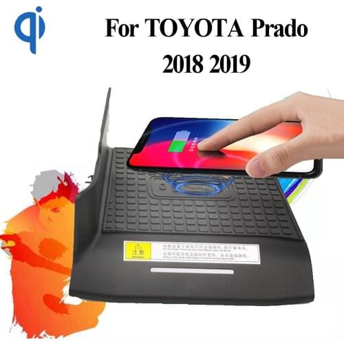 For TOYOTA Prado 2018 2019 15W Qi Fast Charging Car Vehicle Wireless Charger Pad Auto Android Phone Iphone Holder Smart Plate