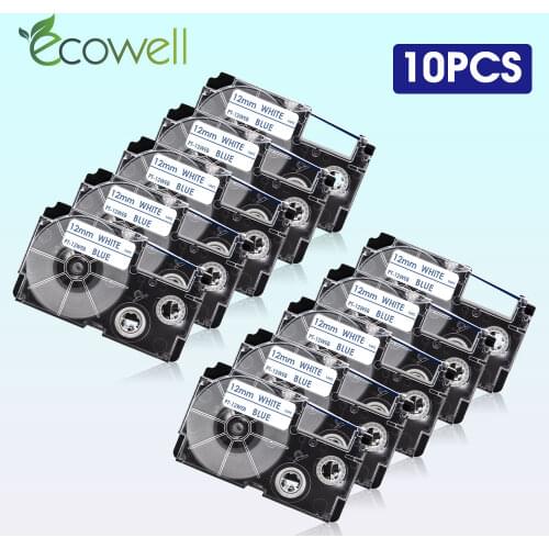 Ecowell XR-12WEB Blue on White Compatible Casio XR 12WEB XR12WEB 12mm label tape repalce for Casio KL-60 KL-60SR KL120 Printer
