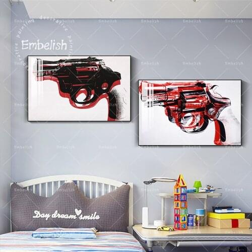 Embelish Red Gun By Andy Warhol Modern Home Decor Pictures For Living Room Large HD Canvas Painting Bedroom Wall Art Posters