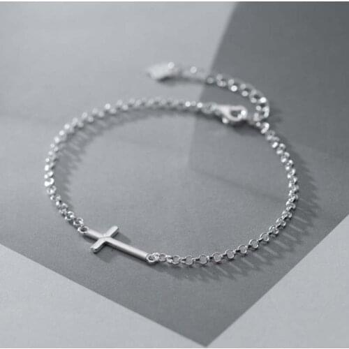 INZATT Real 925 Sterling Silver Cross O-chain Bracelet For Fashion Women Party Hiphop Fine Jewelry Minimalist Accessories Gift