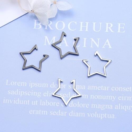 Korean Simple 925 Silver Five Star Ear Clips for Women Girls Party Jewelry No Hole Clip On Earrings Ear Cuffs Accessory