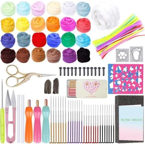 LMDZ Needle Felting Kit, 25 Colors Wool Roving for Needle Felting, Felting Tool Kit, Wool Felting Kit with Instruction, Scissors