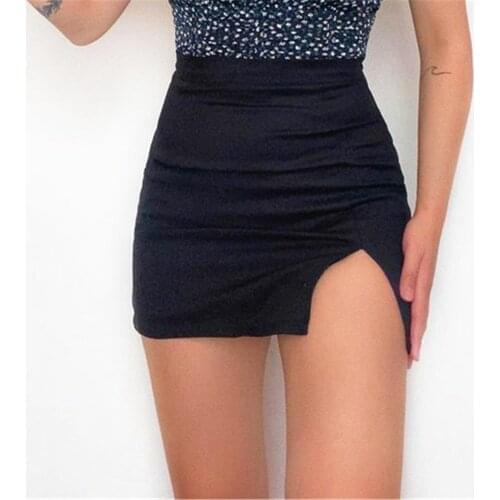 Fashion Casual Women Spring Summer Wrapped High Waist Half Slim A Line Split Hem Party Satin Dance Mini Skirt Dating Daily Wear