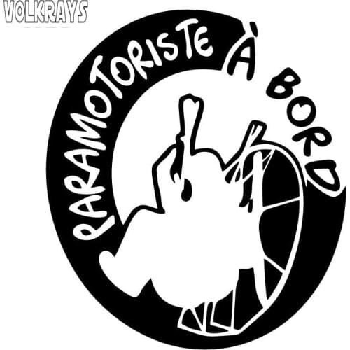 Volkrays Fashion Car Sticker Paramotor Flyer Paramotoriste A Bord Accessories Reflective Vinyl Decal Black/Silver,16cm*14cm