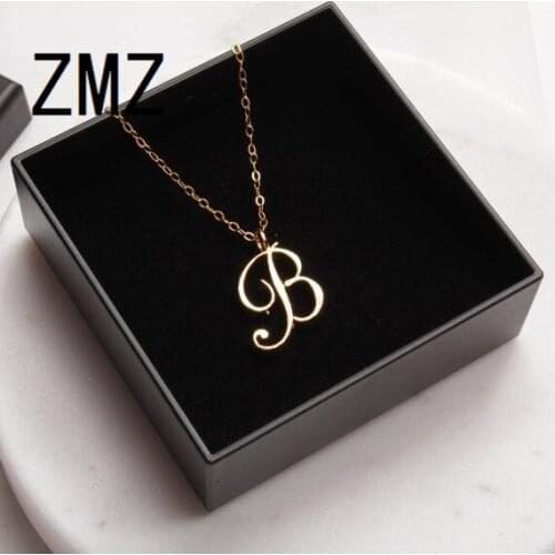 ZMZ 10pcs/lot 2019 Europe/US fashion English letter pendant lovely letter B text necklace gift for mom/girlfriend party jewelry