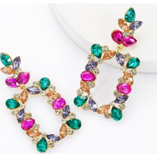 Fashion Bohemian Opal Stud Earrings Antique Gold Metal Vintage Round Earrings Women Wedding Party Jewelry Gift