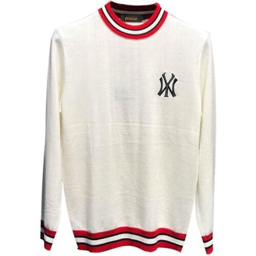 2021 New Arrival Top Fashion Sale Men Sweater O-neck Pullovers Appliques Brand Clothing Embroidered Net Red Warm Knitted