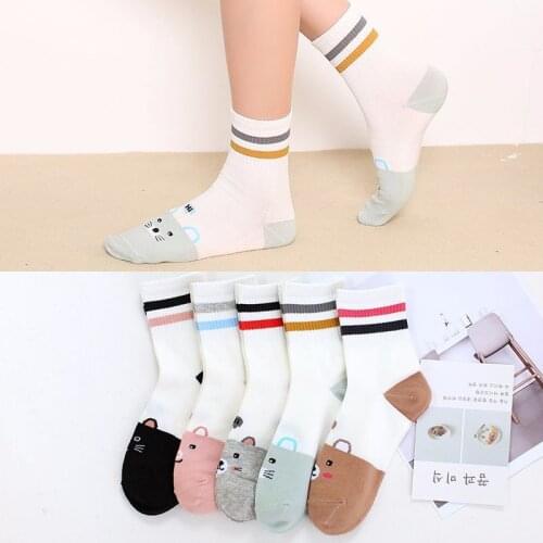 Warm Rainbow Women cat Cotton Ankle Socks Classic Stripe Casual Fashion Female Retro Socks Popular 6 Color 1pair=2pcs ws181