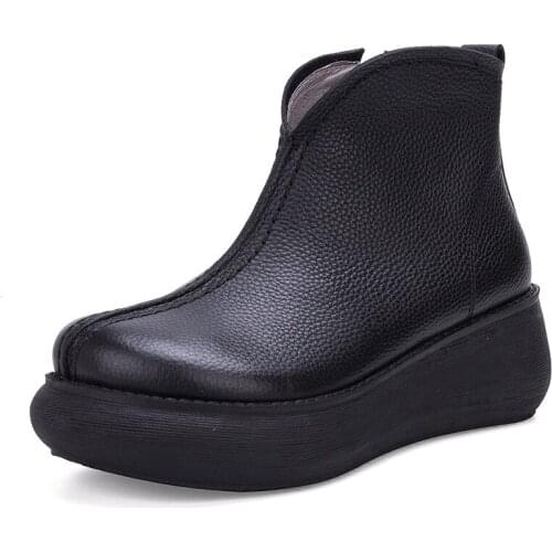 508-15 New Original Retro Boots Thick Leather Shoe Handmade Cowhide Leather Boot Women Winter Shoes