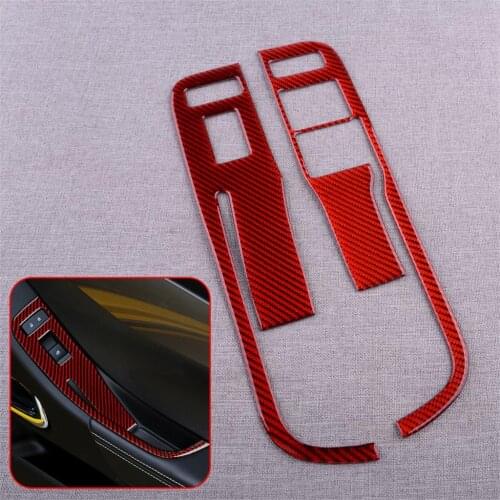 CITALL 1 Set Window Control Switch Panel Cover Trim Fit for Chevrolet Camaro 2013-2015 Carbon Fiber Red Left Hand Drive Only