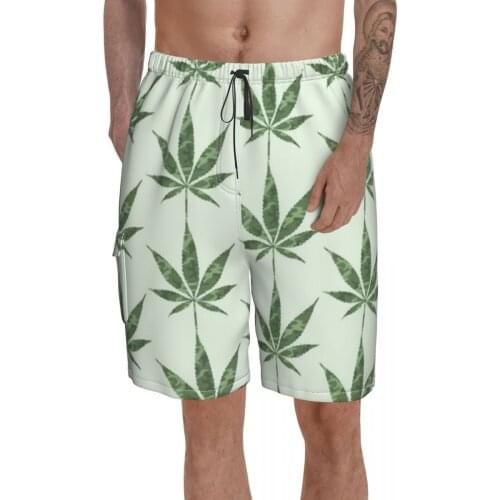 Hemp Board Shorts Men Beach Swimming Trunks Polyester Funny Swim Trunks
