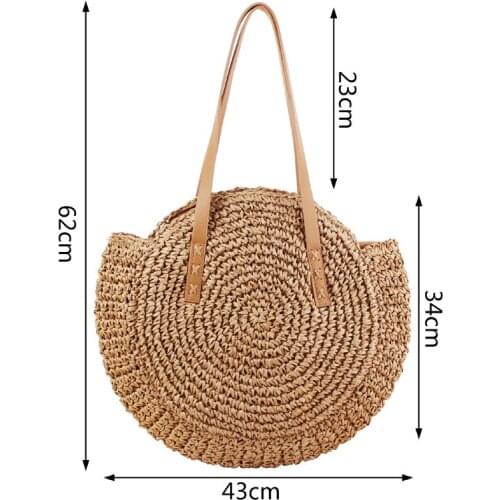 Factory Direct Sales of The New Simple Round One-shoulder Straw Wocen Beach Bag