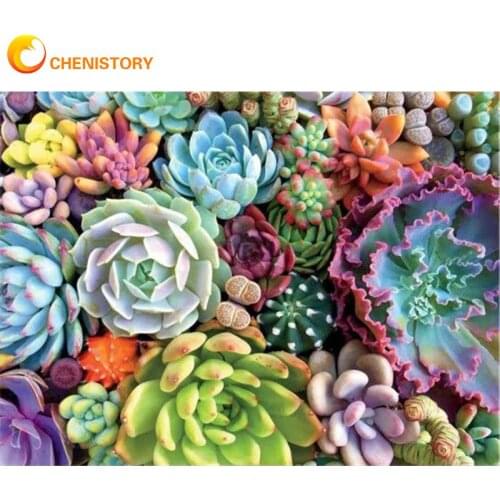 CHENISTORY 60x75cm Frame Picture By Number Flowers Painting By Numbers Kits Acrylic Paint On Canvas For Home Decors Artcraft