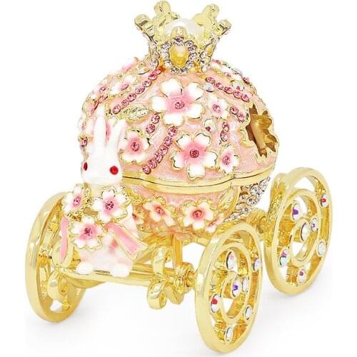 TT Jewelry Box European-Style High-End pink Carriage Cherry Blossom Ornament Storage Box
