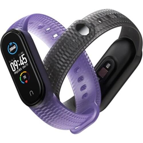Suitable For Mi Band 5 Wristband Hexagon buckle Honeycomb Pattern Silicone Transparent Wristband Strap Bracelet Accessories