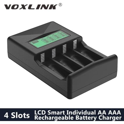 VOXLINK LCD Smart Rechargeable Batteries 4 slots USB Independent Charging AA/AAA Ni-MH/Ni-Cd Battery Protection Chargers Newest