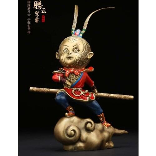 Unique home office Business TOP COOL decorative ART The God of victory Talisman Hand engraving CHINA Sun Wukong sculpture Statue