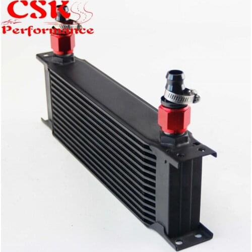 13 Row AN10 Universal Aluminum Engine Transmission 248mm Oil Cooler British Type w/ Fittings Kit Black