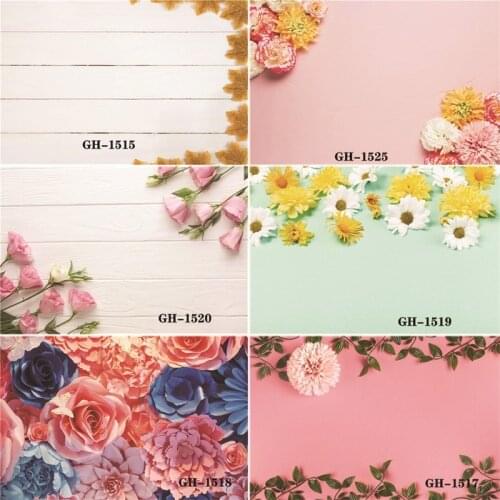 Vinyl Custom Photography Backdrops Prop Flower and Wooden Planks Photography Background #0147