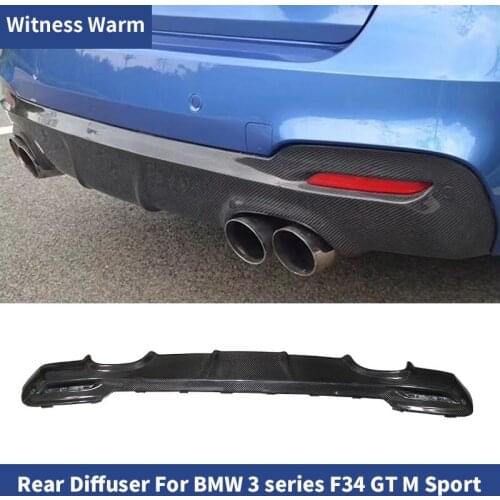 3 Series Carbon fiber Rear Lip Spoiler diffuser for BMW F34 GT Mt sport bumper GranTurismo 13-UP exhaust four out FRP