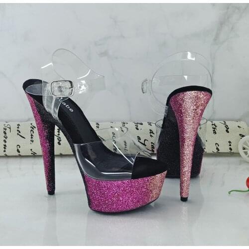Leecabe 15CM/6Inch lady colorful glitter Platform party High Heels Shoes Pole Dancing Shoes