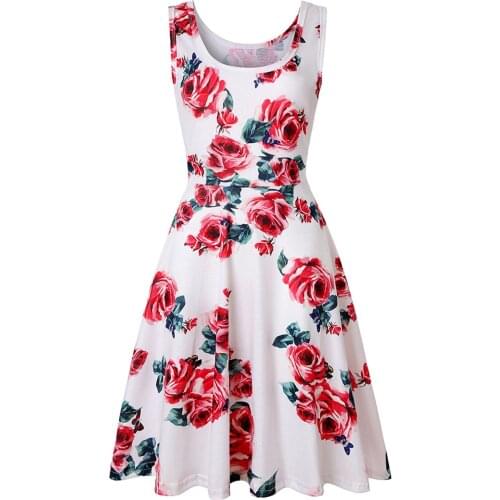 Women Casual Sleeveless Dress O-neck Summer Print Dress For Beach Vestido De Mujer Summer Dress Платья Для Женщин Sukienka 2021