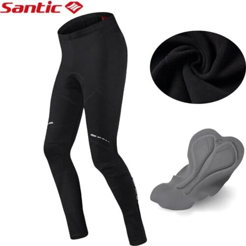 Santic Winter Bike Pants Thermal Fleece Warm MTB Road Bicycle Long Pants Outdoor Sports 4D Padded Full Trousers Cycling Clothes