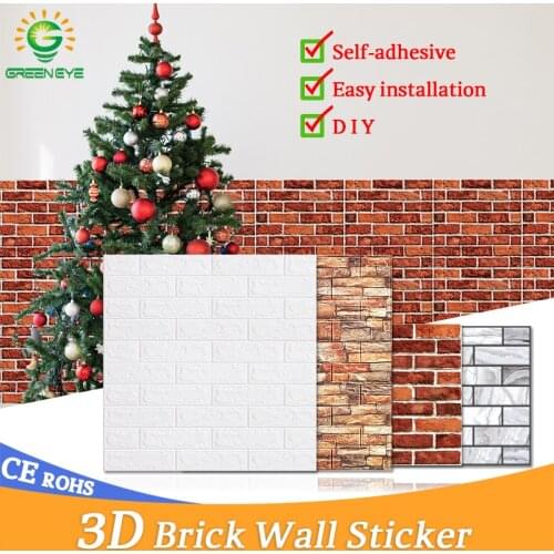 1pc/5pcs 3D Wall Stickers Brick Wall Paper Waterproof DIY Self-Adhesive Decor For Bedroom Kids Room Living Room Wallpaper Paper