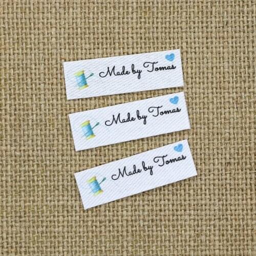 120 piece Custom Ironing Labels, Personalized Brand , Logo or Text, Clothing Labels, Custom Printed Fabric Label (YT133)