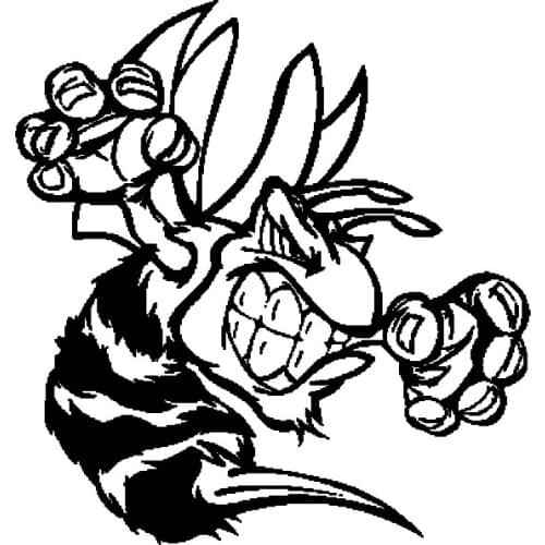 17.8CM*18.7CM Decal Car Sticker Angry Bee Wasp Vinyl Black/Silver C19-0092