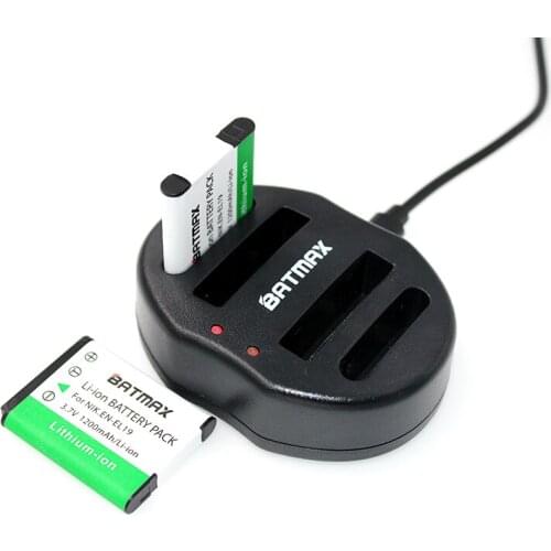 2Pcs EN-EL19 EN EL19 ENEL19 Camera Battery&Dual USB Charger for Nikon S2500 S100 S2600 S3100 S3200 S3300 S4100 S4200 S4300 S6600
