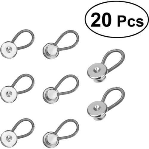 20pcs 10MM Metal Elastic Collar Extenders Button Extenders for Shirt Dress Trousers Coat Collars
