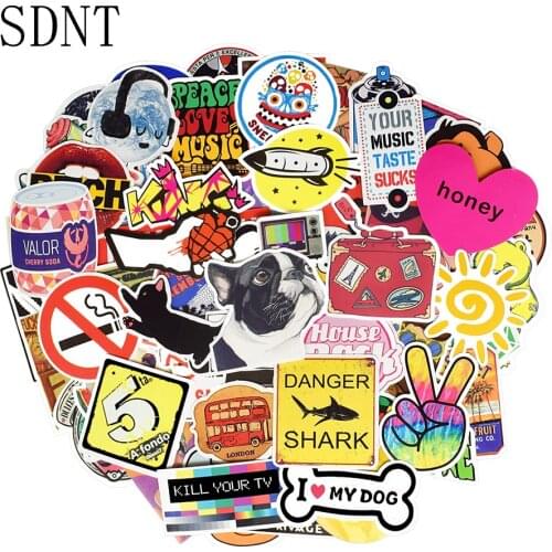 200 PCS Car Stickers and Decals Rock Cartoon Graffiti Waterproof PVC Sticker for Laptop Skateboard Guitar Fridge Suitcase Helmet