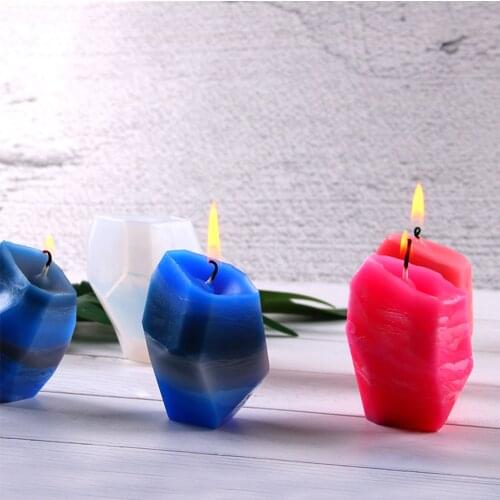 3D Geometric Stone Shape Candle Mold Silicone Mold DIY Crystal Epoxy Faceted Stone Scented Candle Mould Aroma Plaster Craft