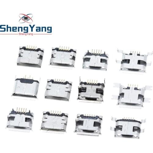 60pcs=12 Models Micro USB Connector 5Pin usb Jack Socket Female For MP3/4/5 Huawei Lenovo ZTE And Other Mobile Tabletels