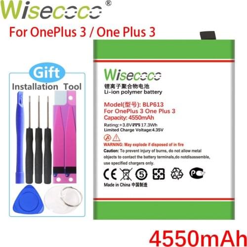 WISECOCO 4550mAh BLP613 Battery For OnePlus 3 One Plus 3 Phone In Stock High Quality
