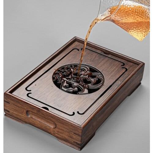 Water Storage Bamboo Tea Tray Drain Dry Bubble Vintage Chinese Wooden Tea Tray Tea Ceremony Plateau De Service Kitchen Teaware