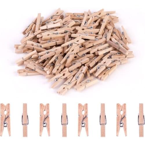 Beadnova Mini Clothespins Wood pins Spring Clips for crafts for hanging photos 100pcs